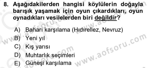Türk Tiyatrosu Dersi 2017 - 2018 Yılı (Vize) Ara Sınav Soruları 8. Soru