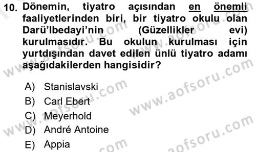 Türk Tiyatrosu Dersi 2017 - 2018 Yılı (Final) Dönem Sonu Sınav Soruları 10. Soru