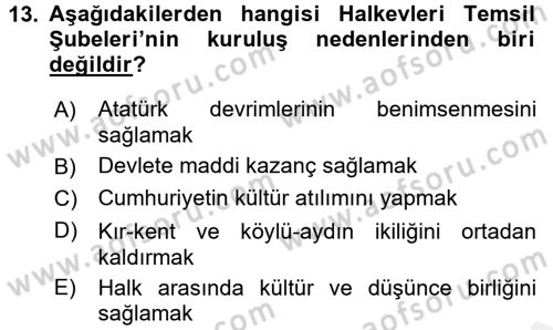 Türk Tiyatrosu Dersi 2017 - 2018 Yılı (Final) Dönem Sonu Sınav Soruları 13. Soru