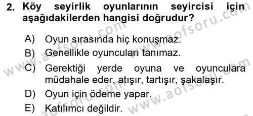 Türk Tiyatrosu Dersi 2017 - 2018 Yılı (Final) Dönem Sonu Sınav Soruları 2. Soru