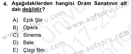 Türk Tiyatrosu Dersi 2017 - 2018 Yılı (Final) Dönem Sonu Sınav Soruları 4. Soru