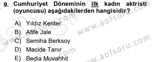 Türk Tiyatrosu Dersi 2017 - 2018 Yılı (Final) Dönem Sonu Sınav Soruları 9. Soru