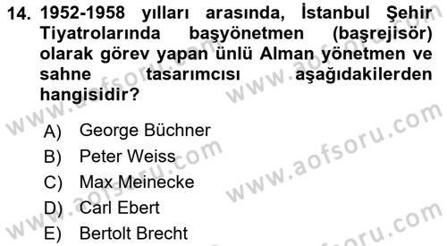 Türk Tiyatrosu Dersi 2018 - 2019 Yılı 3 Ders Sınav Soruları 14. Soru