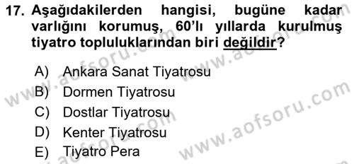 Türk Tiyatrosu Dersi 2018 - 2019 Yılı 3 Ders Sınav Soruları 17. Soru