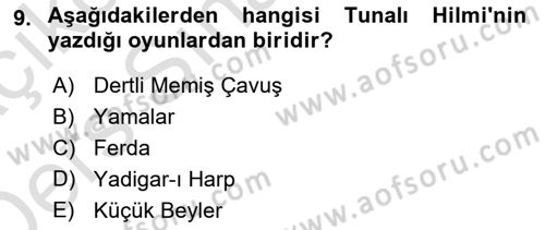 Türk Tiyatrosu Dersi 2018 - 2019 Yılı 3 Ders Sınav Soruları 9. Soru