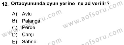 Türk Tiyatrosu Dersi 2018 - 2019 Yılı (Vize) Ara Sınav Soruları 12. Soru