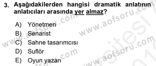 Türk Tiyatrosu Dersi 2018 - 2019 Yılı (Vize) Ara Sınav Soruları 3. Soru