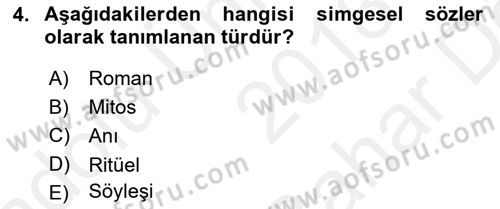 Türk Tiyatrosu Dersi 2018 - 2019 Yılı (Vize) Ara Sınav Soruları 4. Soru
