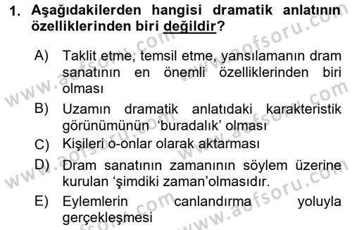 Türk Tiyatrosu Dersi 2018 - 2019 Yılı (Final) Dönem Sonu Sınav Soruları 1. Soru