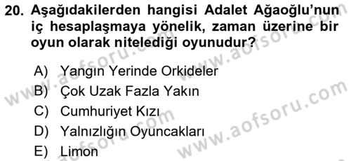 Türk Tiyatrosu Dersi 2018 - 2019 Yılı (Final) Dönem Sonu Sınav Soruları 20. Soru