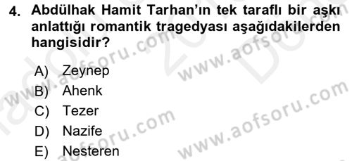 Türk Tiyatrosu Dersi 2018 - 2019 Yılı (Final) Dönem Sonu Sınav Soruları 4. Soru