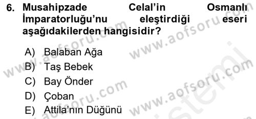 Türk Tiyatrosu Dersi 2018 - 2019 Yılı (Final) Dönem Sonu Sınav Soruları 6. Soru