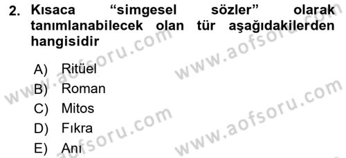 Türk Tiyatrosu Dersi 2018 - 2019 Yılı Yaz Okulu Sınav Soruları 2. Soru