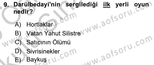 Türk Tiyatrosu Dersi 2018 - 2019 Yılı Yaz Okulu Sınav Soruları 9. Soru