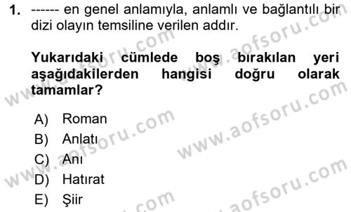 Türk Tiyatrosu Dersi 2020 - 2021 Yılı Yaz Okulu Sınav Soruları 1. Soru