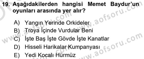 Türk Tiyatrosu Dersi 2020 - 2021 Yılı Yaz Okulu Sınav Soruları 19. Soru