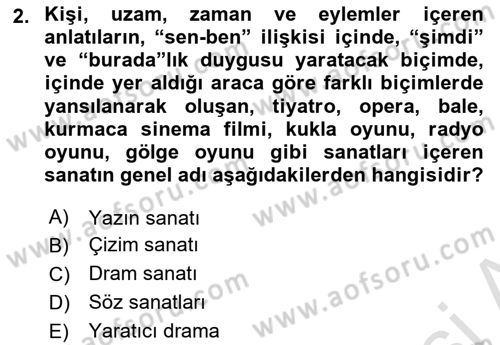 Türk Tiyatrosu Dersi 2020 - 2021 Yılı Yaz Okulu Sınav Soruları 2. Soru