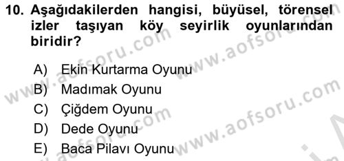 Türk Tiyatrosu Dersi 2021 - 2022 Yılı (Vize) Ara Sınav Soruları 10. Soru