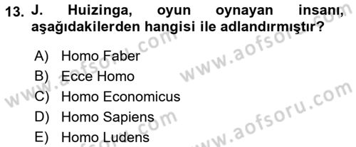 Türk Tiyatrosu Dersi 2021 - 2022 Yılı (Final) Dönem Sonu Sınav Soruları 13. Soru