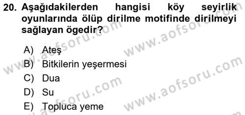 Türk Tiyatrosu Dersi 2021 - 2022 Yılı (Final) Dönem Sonu Sınav Soruları 20. Soru