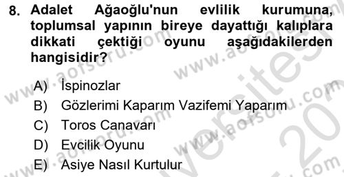 Türk Tiyatrosu Dersi 2021 - 2022 Yılı (Final) Dönem Sonu Sınav Soruları 8. Soru