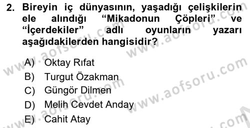 Türk Tiyatrosu Dersi 2021 - 2022 Yılı Yaz Okulu Sınav Soruları 2. Soru