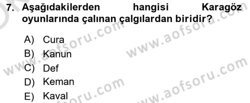 Türk Tiyatrosu Dersi 2021 - 2022 Yılı Yaz Okulu Sınav Soruları 7. Soru
