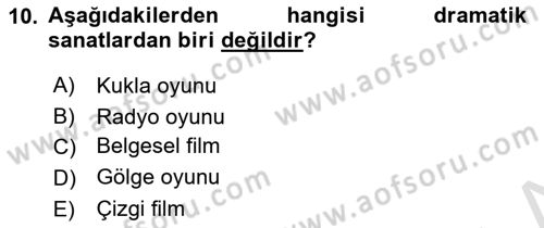 Türk Tiyatrosu Dersi 2022 - 2023 Yılı Yaz Okulu Sınav Soruları 10. Soru