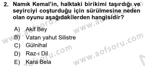 Türk Tiyatrosu Dersi 2022 - 2023 Yılı Yaz Okulu Sınav Soruları 2. Soru