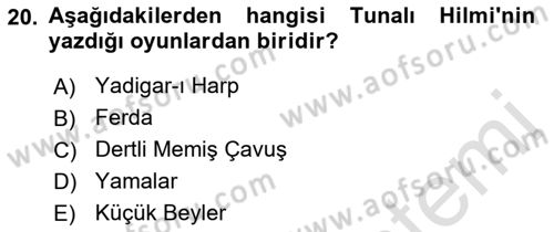 Türk Tiyatrosu Dersi 2022 - 2023 Yılı Yaz Okulu Sınav Soruları 20. Soru