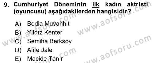Türk Tiyatrosu Dersi 2022 - 2023 Yılı Yaz Okulu Sınav Soruları 9. Soru