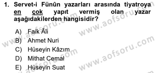 Türk Tiyatrosu Dersi 2023 - 2024 Yılı (Vize) Ara Sınav Soruları 1. Soru