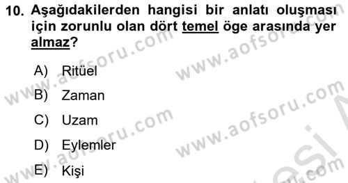 Türk Tiyatrosu Dersi 2023 - 2024 Yılı (Vize) Ara Sınav Soruları 10. Soru