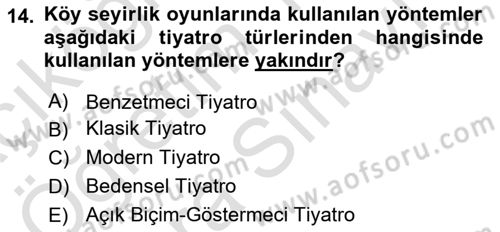 Türk Tiyatrosu Dersi 2023 - 2024 Yılı (Vize) Ara Sınav Soruları 14. Soru