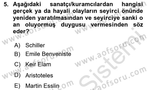 Türk Tiyatrosu Dersi 2023 - 2024 Yılı (Vize) Ara Sınav Soruları 5. Soru
