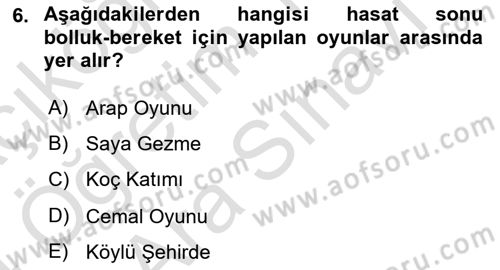 Türk Tiyatrosu Dersi 2023 - 2024 Yılı (Vize) Ara Sınav Soruları 6. Soru