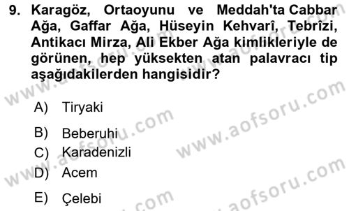 Türk Tiyatrosu Dersi 2023 - 2024 Yılı (Vize) Ara Sınav Soruları 9. Soru