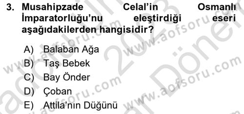 Türk Tiyatrosu Dersi 2023 - 2024 Yılı (Final) Dönem Sonu Sınav Soruları 3. Soru