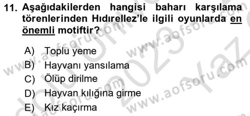 Türk Tiyatrosu Dersi 2023 - 2024 Yılı Yaz Okulu Sınav Soruları 11. Soru