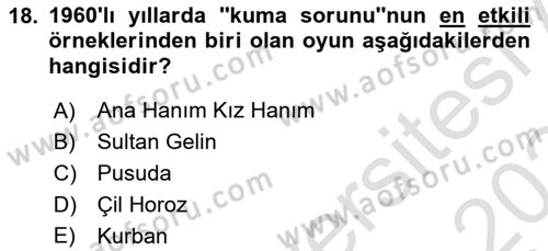 Türk Tiyatrosu Dersi 2023 - 2024 Yılı Yaz Okulu Sınav Soruları 18. Soru