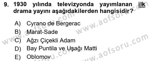 Türk Tiyatrosu Dersi 2023 - 2024 Yılı Yaz Okulu Sınav Soruları 9. Soru