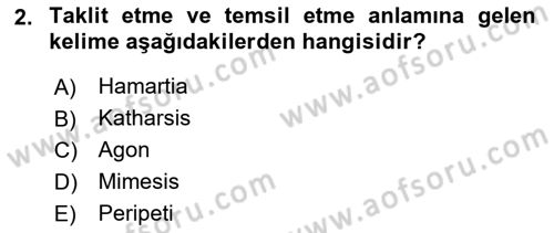 Türk Tiyatrosu Dersi 2024 - 2025 Yılı (Vize) Ara Sınav Soruları 2. Soru