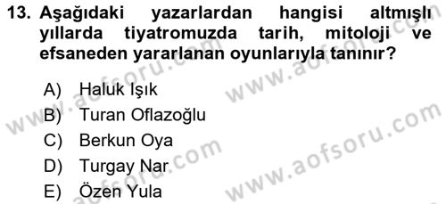 Türk Tiyatrosu Dersi 2024 - 2025 Yılı (Final) Dönem Sonu Sınav Soruları 13. Soru