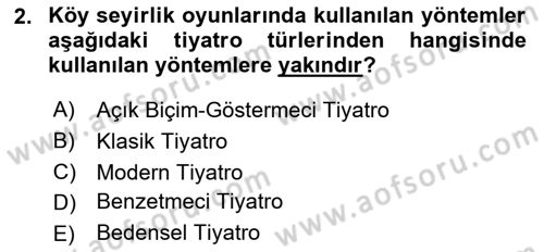 Türk Tiyatrosu Dersi 2024 - 2025 Yılı (Final) Dönem Sonu Sınav Soruları 2. Soru