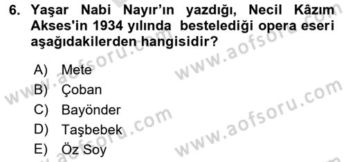 Türk Tiyatrosu Dersi 2024 - 2025 Yılı (Final) Dönem Sonu Sınav Soruları 6. Soru