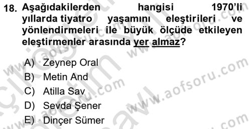 Türk Tiyatrosu Dersi 2024 - 2025 Yılı Yaz Okulu Sınav Soruları 18. Soru