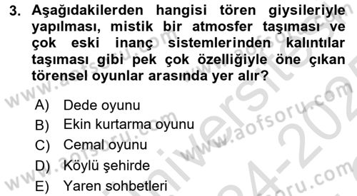 Türk Tiyatrosu Dersi 2024 - 2025 Yılı Yaz Okulu Sınav Soruları 3. Soru