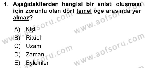 Türk Tiyatrosu Dersi 2025 - 2026 Yılı (Vize) Ara Sınav Soruları 1. Soru
