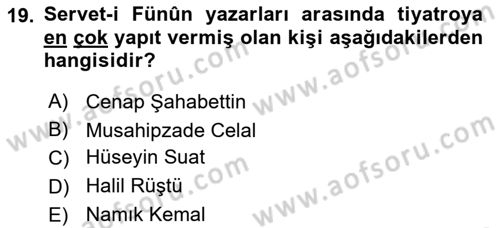 Türk Tiyatrosu Dersi 2025 - 2026 Yılı (Vize) Ara Sınav Soruları 19. Soru