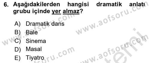 Türk Tiyatrosu Dersi 2025 - 2026 Yılı (Vize) Ara Sınav Soruları 6. Soru